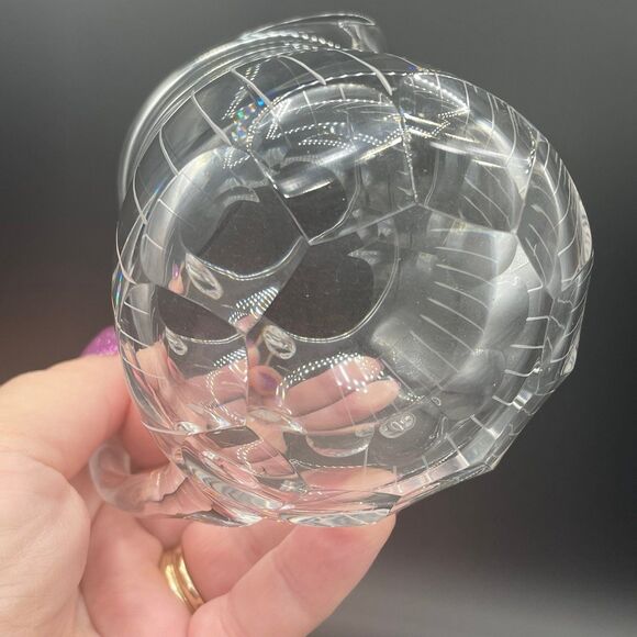 Vintage Crystal Clear Glass Cream and Sugar Faceted Lined Set 3 pc Set - Picture 6 of 10